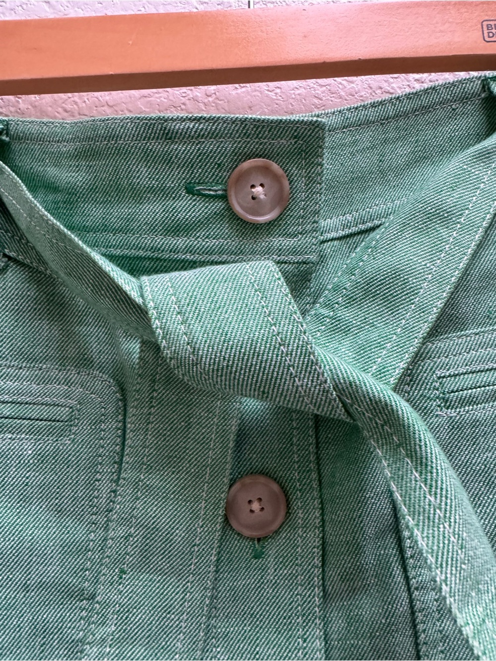 J. Crew Mint Green W/ Tie-Waist Button-Front Pencil Skirtt Linen Blend Casual 8P - Picture 12 of 13